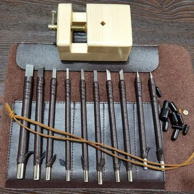 Professionele Tungsten Steel Stone Carving Kit Handgereedschap Set Beitel Houtbewerking Graveren Snijblad set voor Stone Seal: Groene, paars