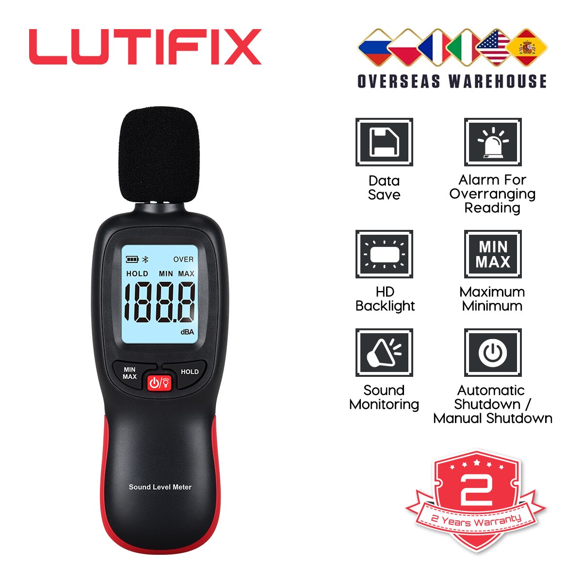 LUTIFIX WT85 Mini Digital Sound Level Meters 30~130db Digital Noise Tester Decibel Volume Meter Digital Measuring Instruments: black