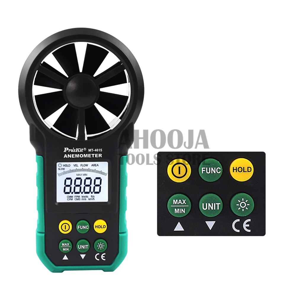 Pro&#39;skit-Anemómetro Digital multifunción de mano, anemómetro MT-4615, medidor de volumen de aire, instrumento de medición de velocidad del viento