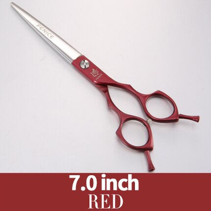 Fenice 6.5/7.0 inch Pet Grooming Scissors Colorful Dogs Straight Cutting Shears JP440C Stainless Steel: red 7.0