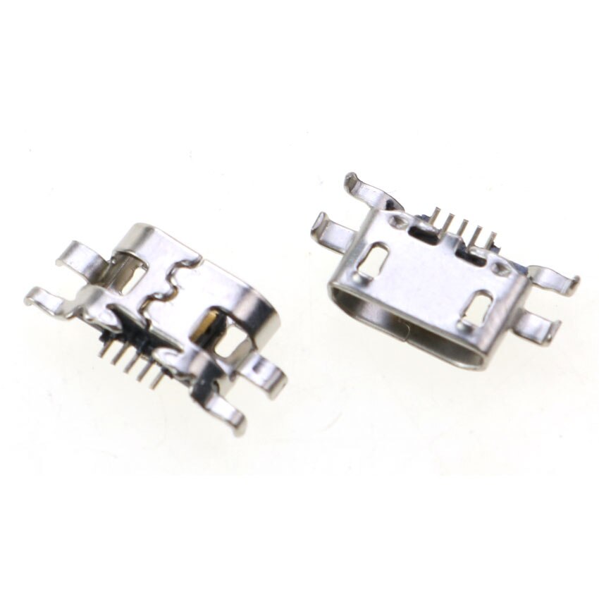 100 Conectores Hembra Micro USB - Repuestos Para Reparación, Niquelados, Con Caja De Almacenamiento