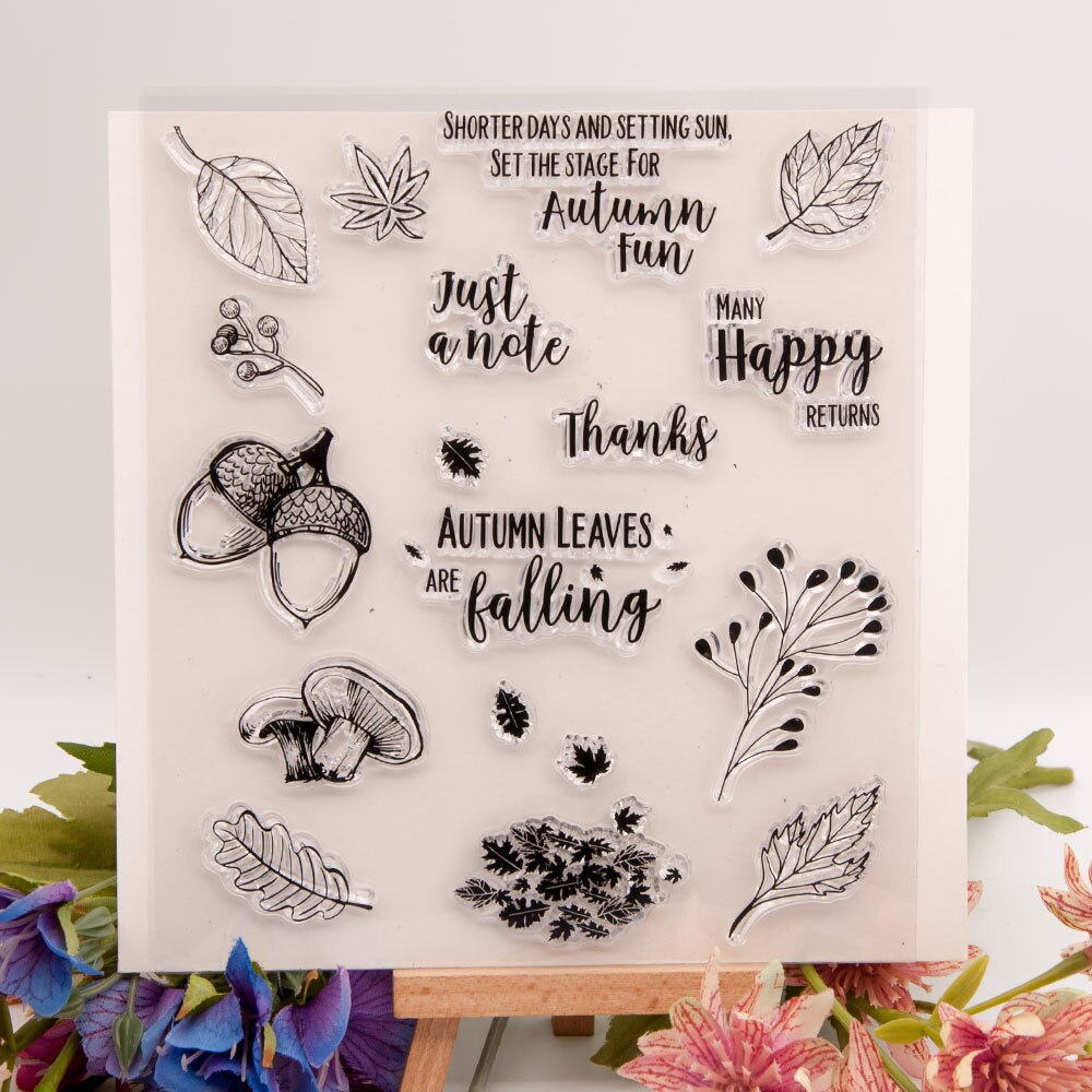 Falling autumn leaves Transparent Clear Silicone Stamps for DIY Scrapbooking/Card Making/Kids Fun Decoration Supplies: stamp