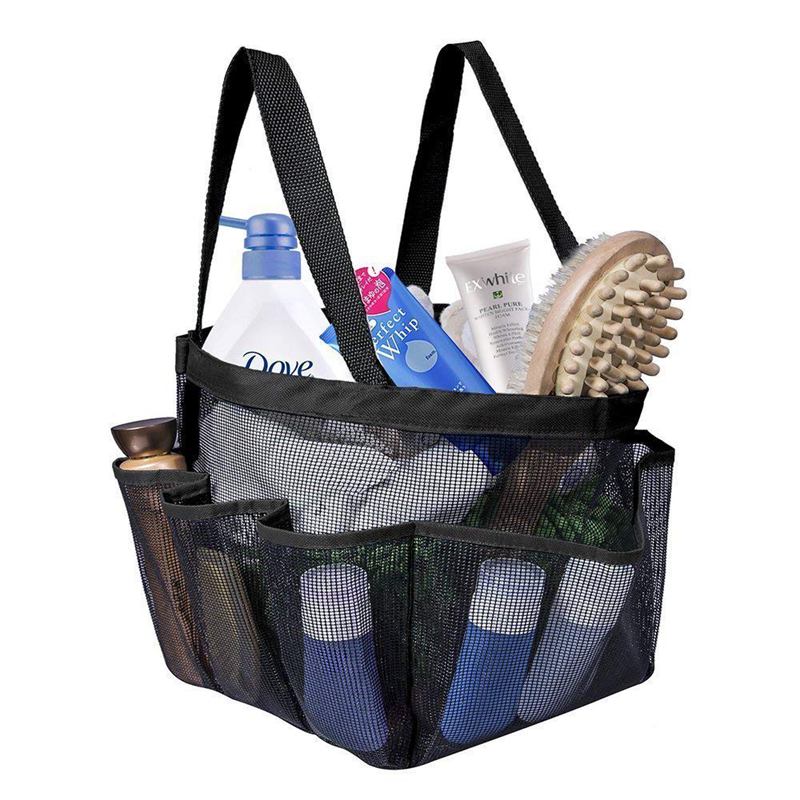 Portable Mesh Shower Caddy Quick Dry Shower Tote Hanging Bath & Toiletry Organizer Bag 9 Storage Pockets Double Handles Coll