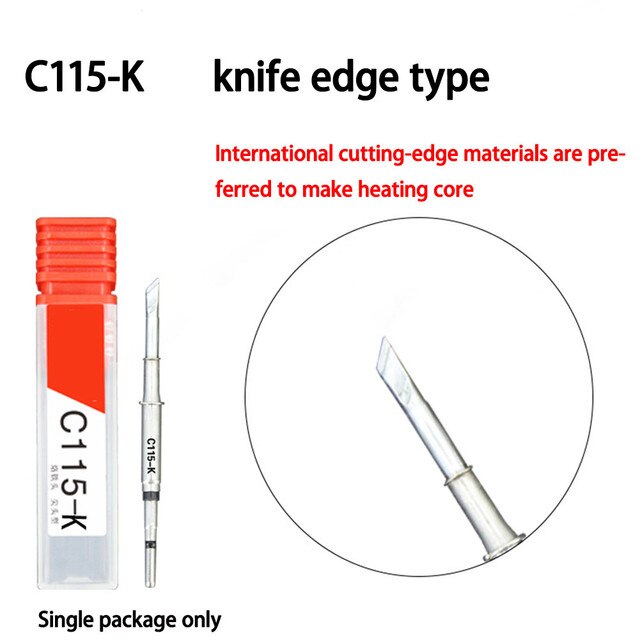 Universal C115-I C115-K C115-SI Soldering Iron Tips Lead Free Welding Tip Internal Heating Core Solder Station For JBC115 75W: C115 K