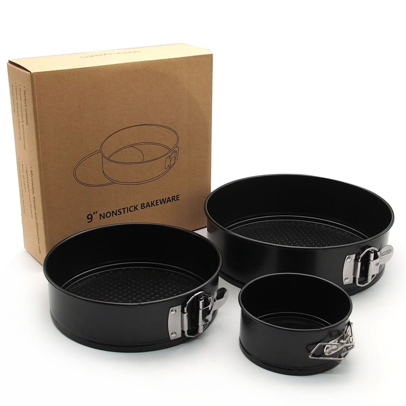 Sæt  of 3 slip-let springform rund kagebagning bageform bakke pande bagegrej kage bageplade
