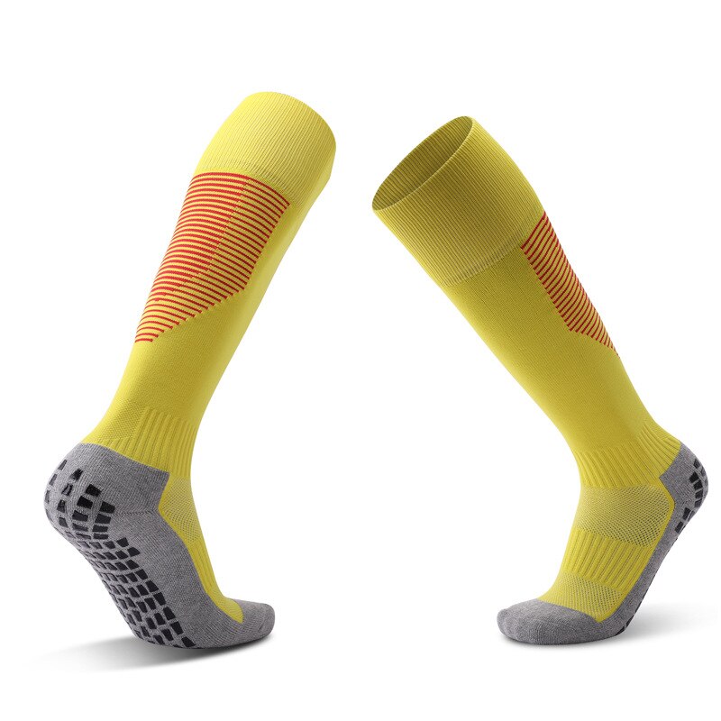 Sweat-Absorbent Wear-Resistant Men&#39;s Soccer Socks Towel Bottom Thickened Football Stocking Over Knee Long Tube Calcetines Hombre: ZQW006-Yellow