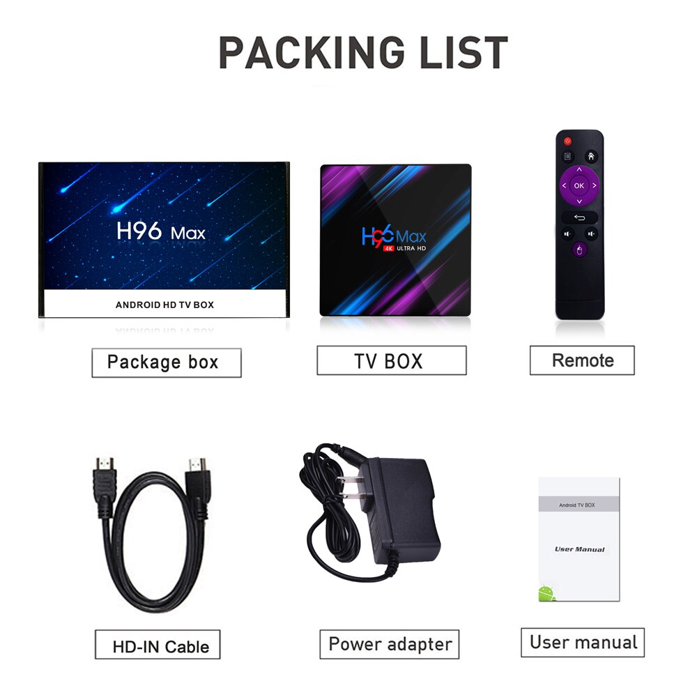H96 Max RK3318 Android 9.0 Intelligent Network Set-Top Box 4K HD Player LED tv box