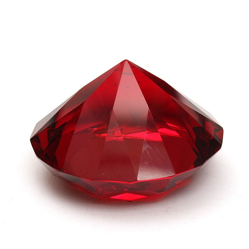 Kiwarm 1pc 40mm rød diamantformet krystal papirvægt mini papirvægt håndværk diy smykker bryllup hjem dekoration ornamenter