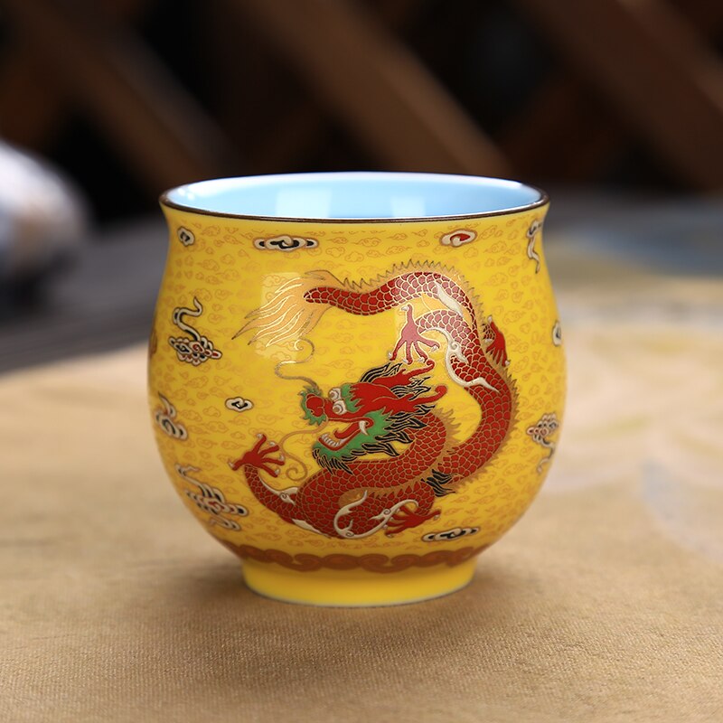 2 Stks/partij Thee Set Retro Thee Set Chip Kopje Thee Dubbele Isolatie En Anti Thuis Koffie Cups Chinese dragon Drankjes: F