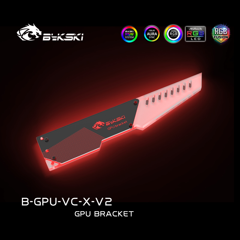 Bykski Video Card Holder, GPU Bracket 5V 3Pin 254mm, Support ASUS/GIGABYTE/MSI/AsRock AURA SYNC, B-GPU-VC-X-V2