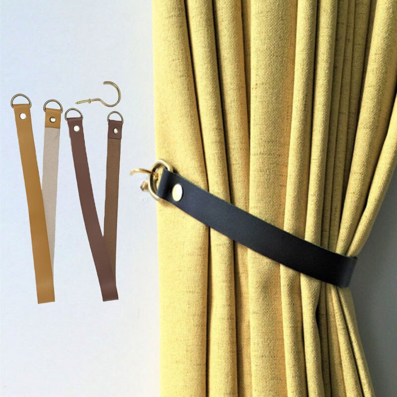Porte-rideau en cuir, accessoires de salle, Clip, sangle en corde de coton, boucle, décoration de la maison