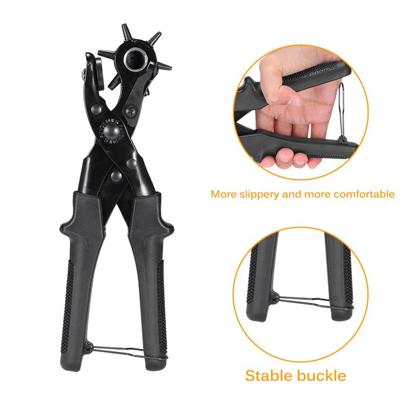 Punch Plier Hole Punching Machine Round Hole Perforator Tool Make Hole Puncher For Watchband Cards Leather Belt 6 Different Hole