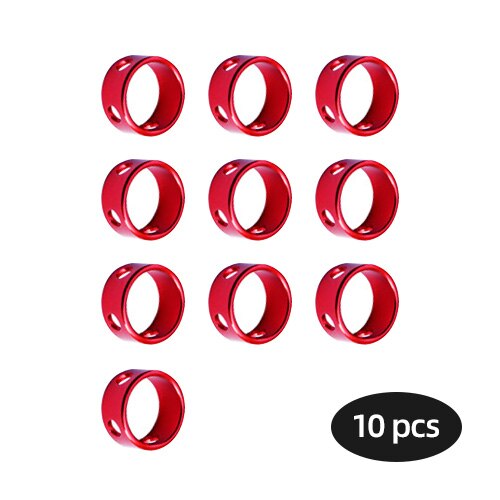 Hebillas de cuerda de tienda de campaña, hebilla reguladora redonda, tensores de cable para acampar, dosel al aire libre, anillos de fijación de longitud ajustable, 10 piezas: Rojo