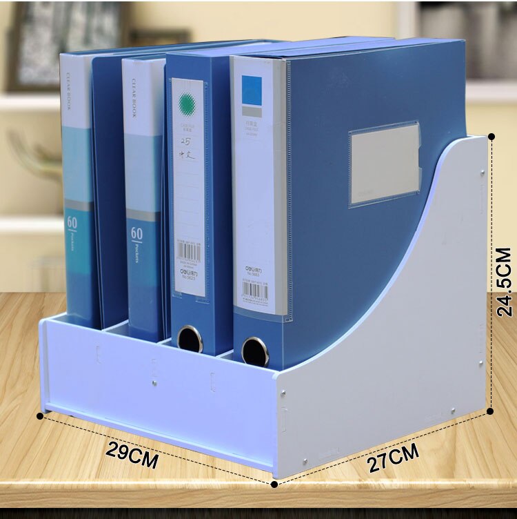 DIY wood table bookshelf office file document holder desktop Stationery Storage Organizer pen containers