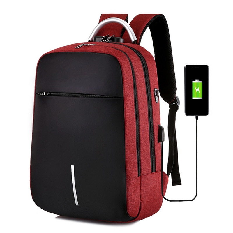 Men Laptop Backpacks Travel Backpack Multifunction Business Bag Anti Theft USB Charging Waterproof Unisex School Backpack: red