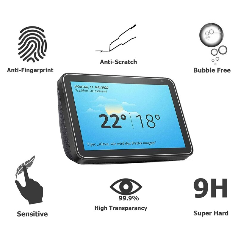 K3NB Gehard Glas Screen Protector Beschermende Film Anti-Kras 9H Hardheid Bubble-Gratis Compatibel Met Echo Show 8