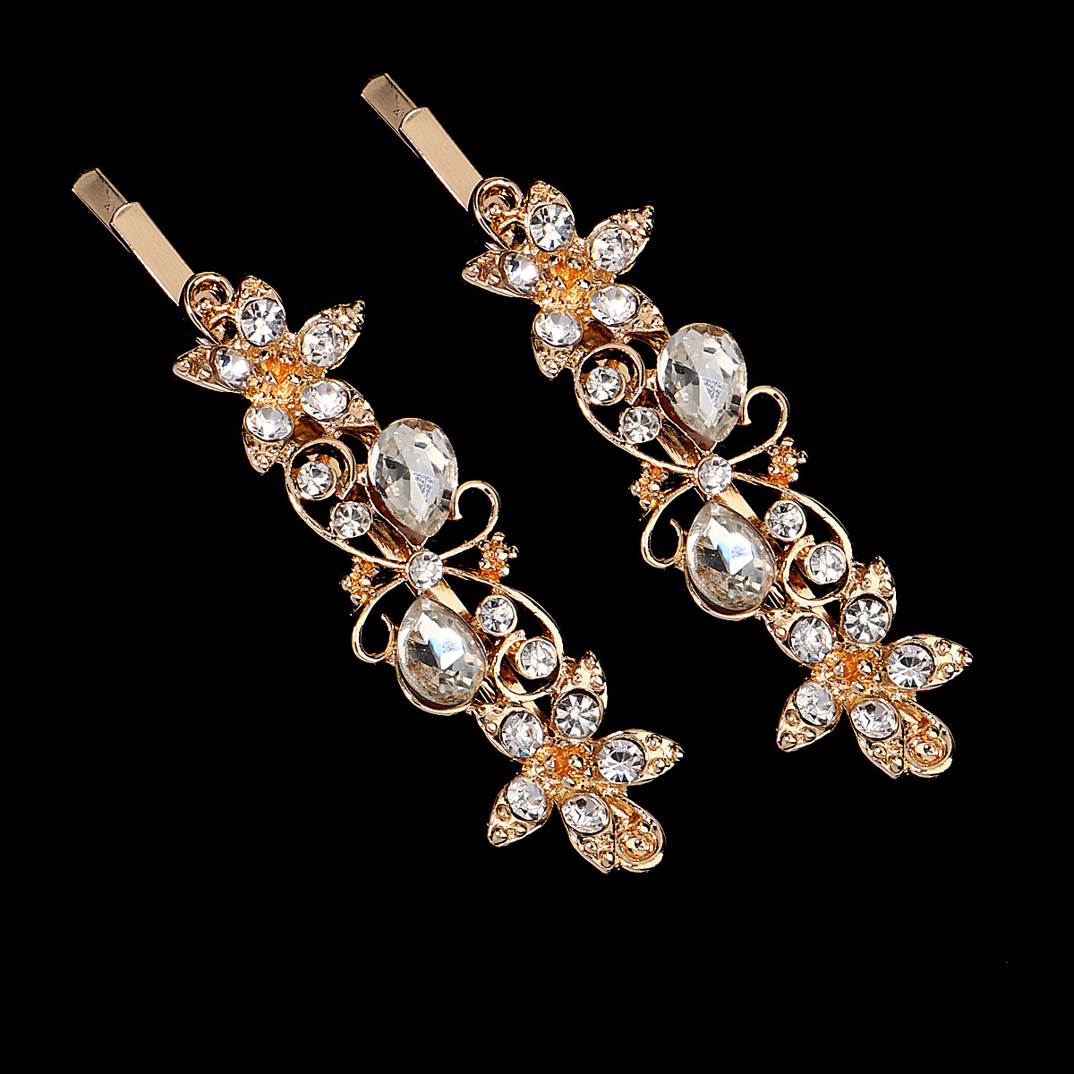Bridal Barrettes Clear Crystal Women Hair Ornaments Hair Pins Women Hair Clips Bridal Hair Jewelry Accessories: GRAY