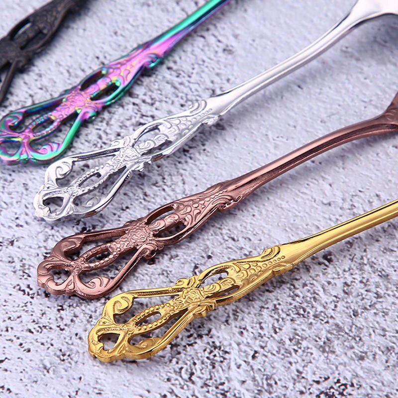 Vacclo 1pc Stirring Coffee Spoon 304 Stainless Steel Cutlery Round Square Shaped Vintage Dessert Spoon Fork Kitchen Accessories