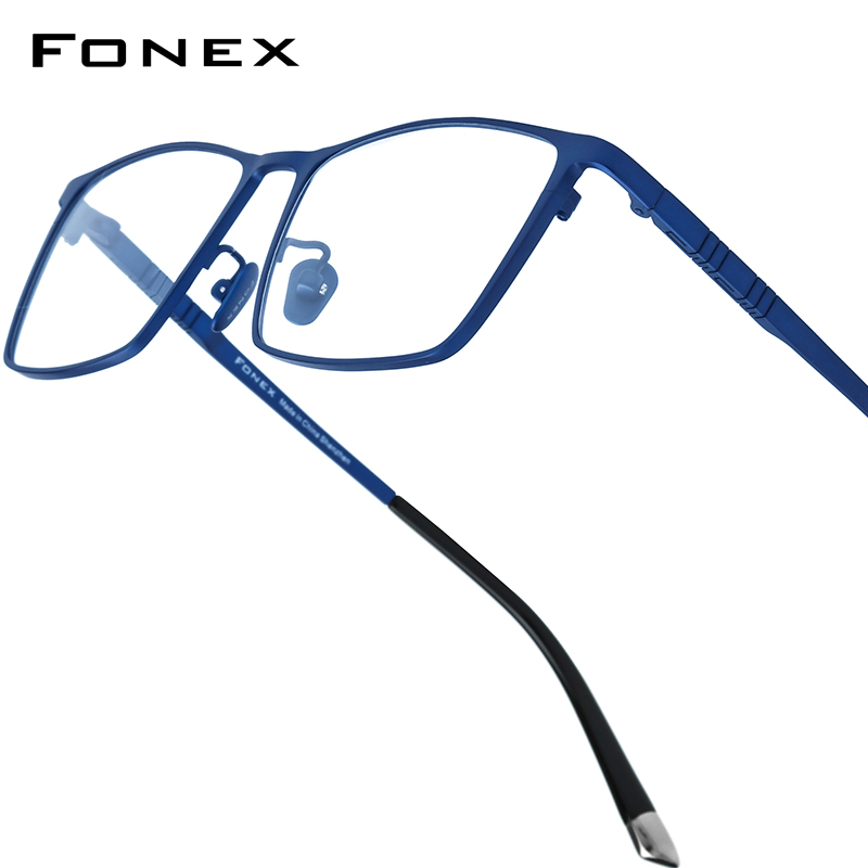 FONEX Titanium Glasses Frame Men Brand Square Eyewear Ultralight-Weight Japanese High-end Eyeglasses Frames 85641: Blue