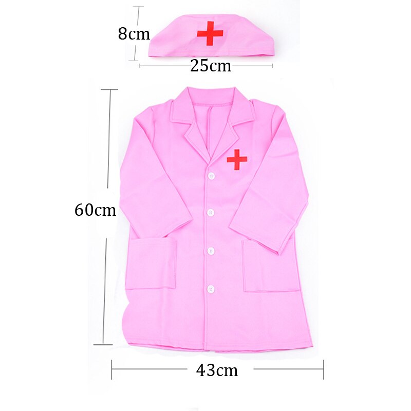 Simulation médecin infirmière travail enfants uniforme manteau croisé Costume d'halloween enfants Cosplay bébé jouets ensemble fantaisie fête d'anniversaire: Multicolore