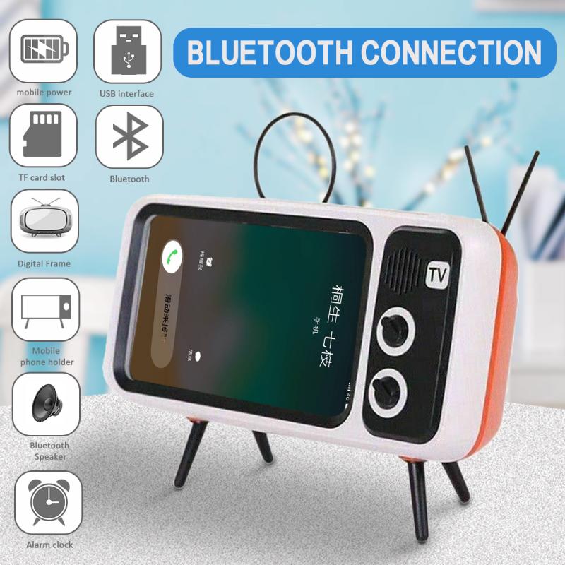 Retro Draagbare Draadloze Bluetooth Speaker Thuis TV Mobiele Telefoon Beugel BT Speaker Audio Geschikt Voor iPhone houder stand