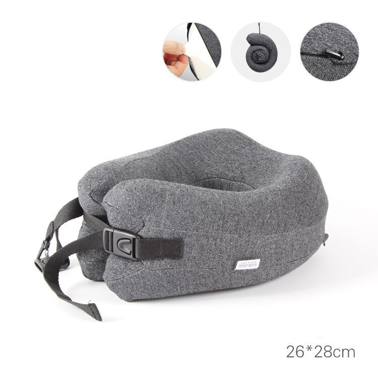 U-Vorm Magnetische Hoofdsteun 30X28 Cm Nekkussen Memory Foam Filler Met Eyemask Oordopje Travel Office Auto omhelzing Cervicale Kussen: Dark gray