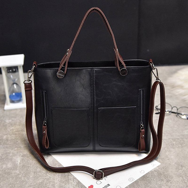 Women's Shoulder Bag - PU Leather Tote - Single Strap Crossbody - Zipper Closure - Casual & Shopping