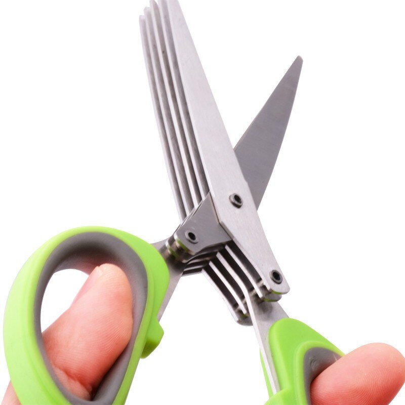 5 Lagen Rvs Multilayer Kitchenscissors Gehakte Groene Ui Groente Gesneden Kruid Kruiden Schaar