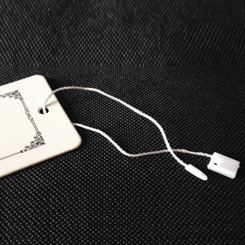 1000pcs Polyester Tag White Beige Black Hang Tag Rope Plastic String Snap Lock Pin Loop Tie Fasteners DIY Clothing Labels