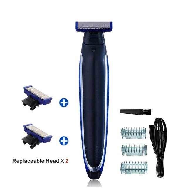 Razor USB Rechargeable Men Washable Rechargeable Electric Shaver Electric Shaving Beard Trimer Machine: Shaver head X 2
