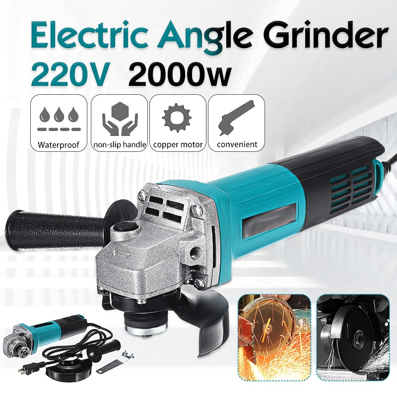 1500W Electric Angle Grinder 100mm Multi-function Household Sander Grinding Metal Stone Cutting Woodworking Grinder Power Tool