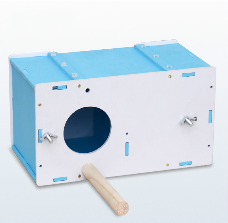 Tiger skin peony bird hatching supplies parrot breeding wooden box nest box nest isolation birdhouse AP11261707: Blue / 19.5 X 15 X 15CM