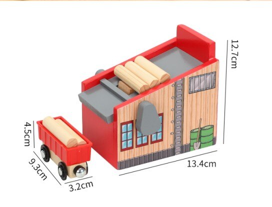 Houten Scène Accessoires Lumber Yard Slot Railway Compatibel Rail Auto Platform Hout Track Brio Trein Speelgoed Voor Kinderen: A