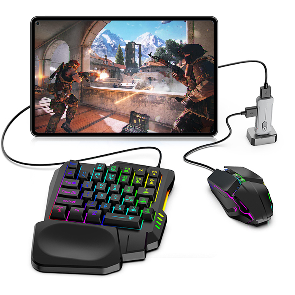 Klawiatura i mysz gamingowe 5 w 1, kompatybilne z Bluetooth 5.3 do PUBG, przewodowy konwerter myszy gamingowej, akcesoria dla graczy.