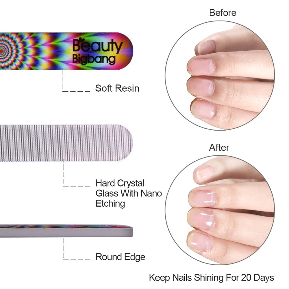 Beautybigbang nano glas neglefil lak renbar gennemsigtig skinnende slibebuffer manicure limas neglekunst værktøj buffer