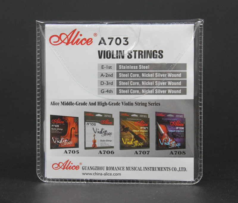 5 Sets Lot Alice Stainless Steel Core Nickel Silver Violin Strings A703