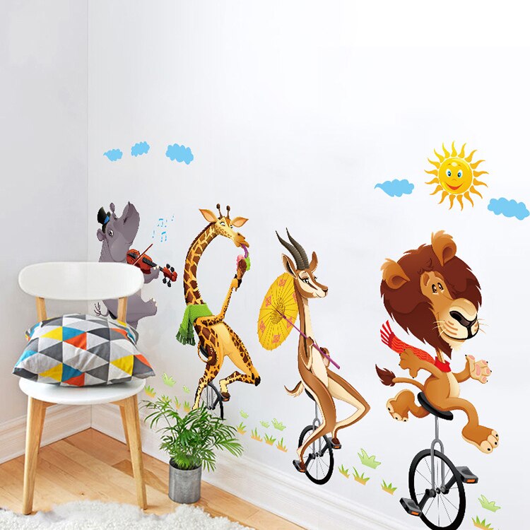 Animal forest lion large wall stickers decals kids room decor nursery school diy removable