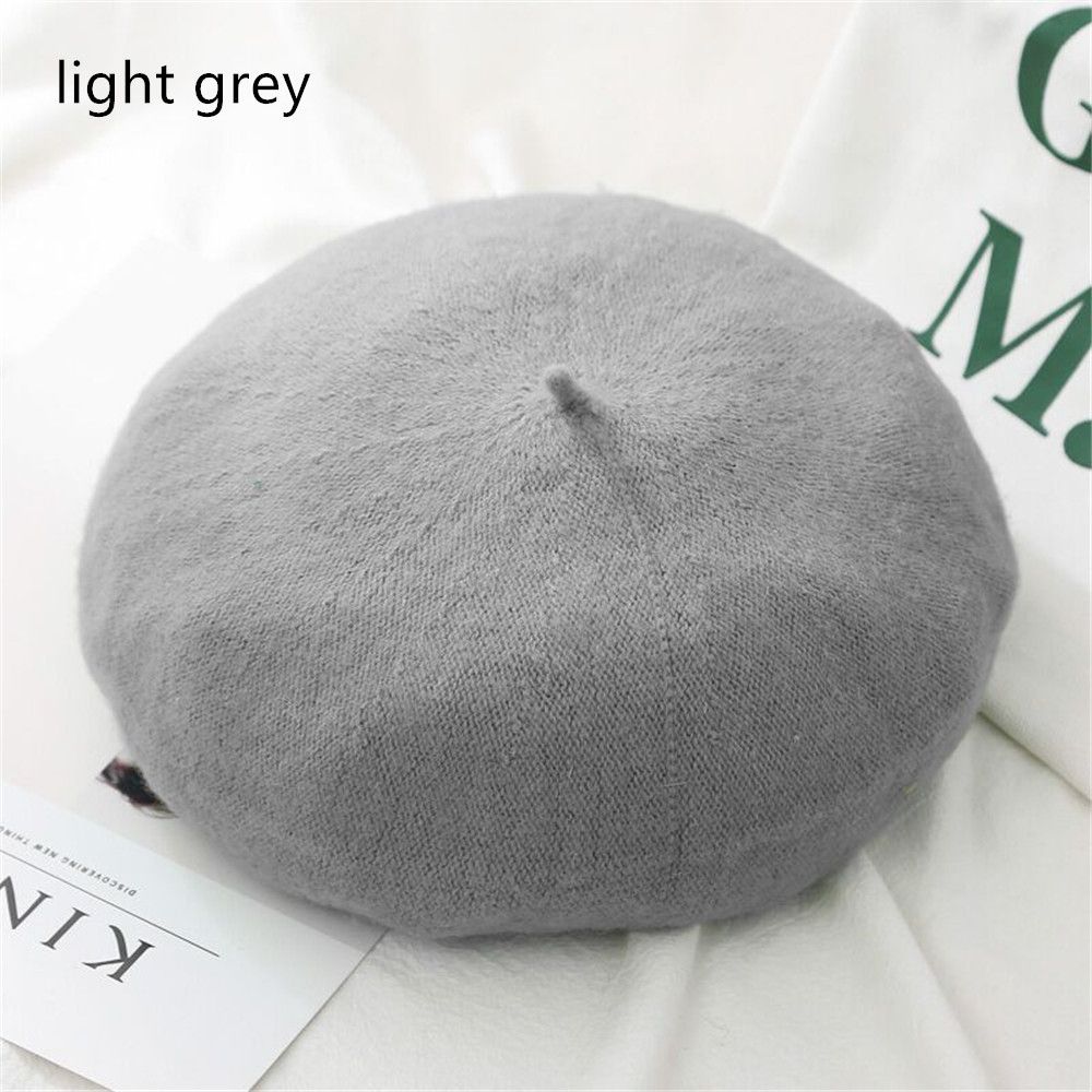 Gorros de boina de fieltro para otoño e invierno, sombrero de pintor francés a la para mujer, boinas de Color sólido a la para niñas, gorra plana multicolor para mujer: Castaño