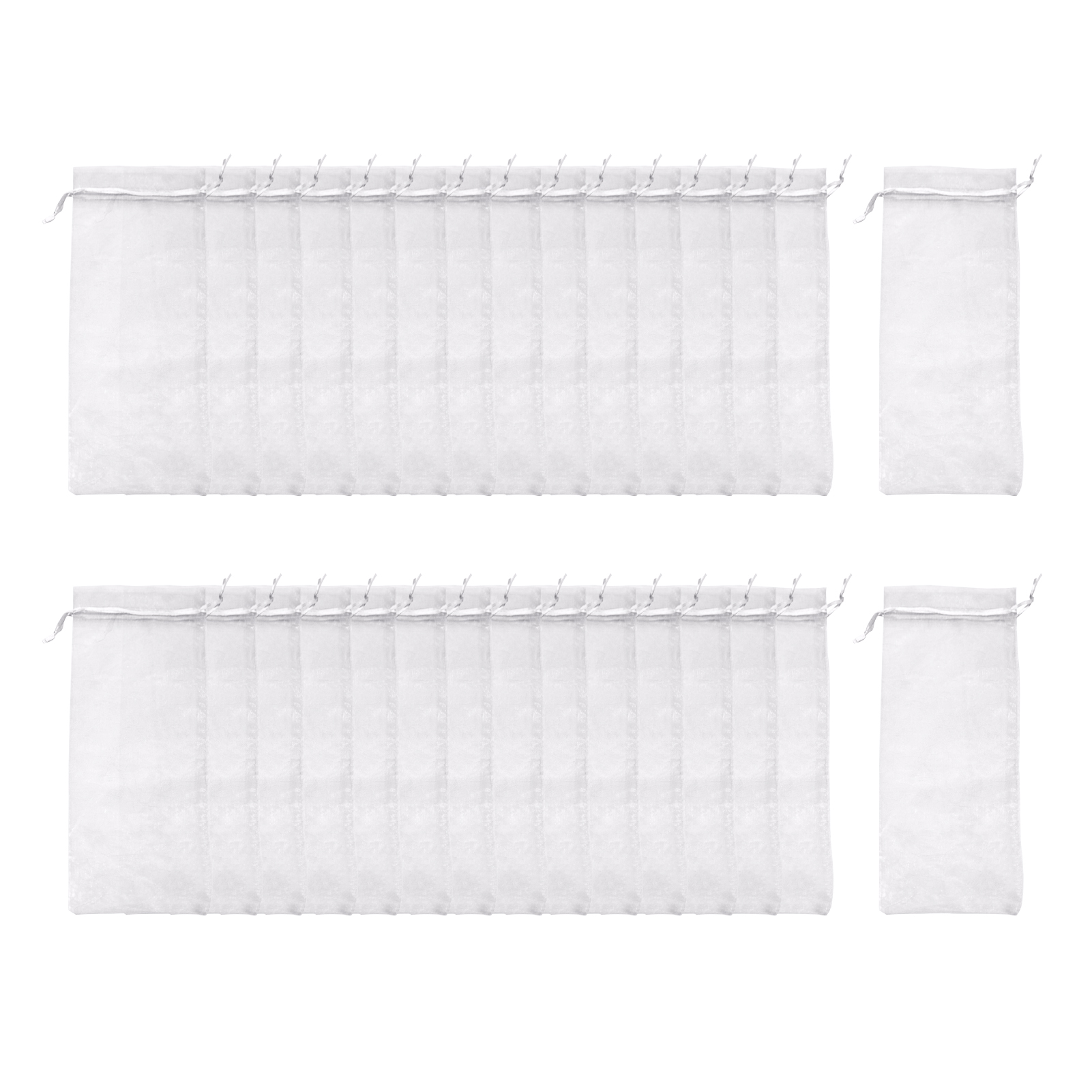30pcs Drawstring Bottle Cover Wine Bag Home Transparent Pouch Champagne Organza Wedding Fine Mesh Wrapping: white