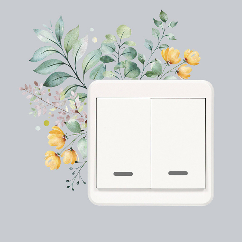 Pegatinas decorativas de pared con hojas de flores, luz para enchufes, interruptores, vinilo, decoración para sala de estar, jóvenes, niños, bonitos enchufes