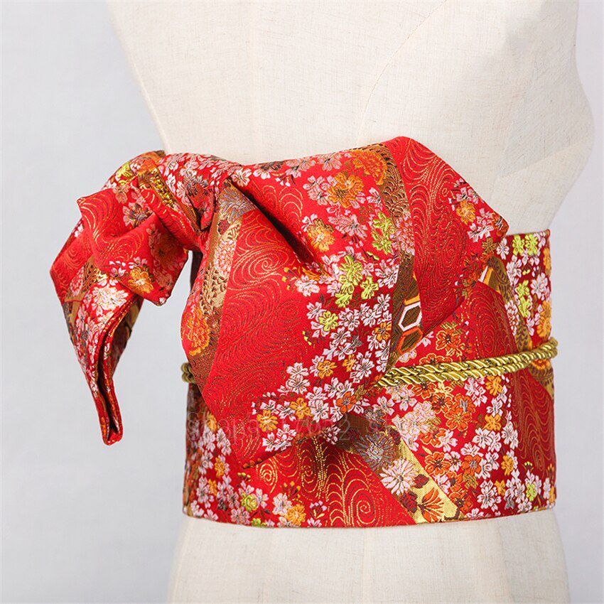 Ceinture Kimono traditionnelle japonaise Yukata Obi, nœud papillon, nœud papillon, Noble, rétro, imprimé Floral, 14 couleurs: Color9