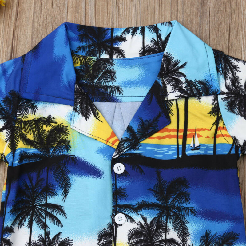 Baby Kids Boys Swimsuit Summer Clothes Hawaiian Shirt+Shorts Pants 2PCS Outfits Set Suit for 1-6Y