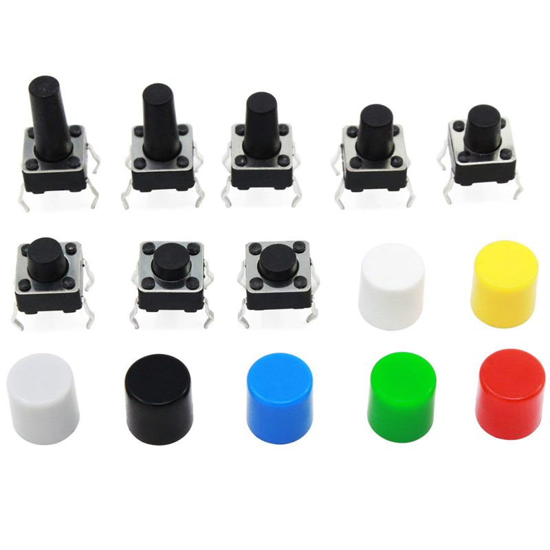 Tactile Push Button Switch Mini Momentary Tact Assortment Kit with Colorful Button Caps 420 PCS(Switch Button Caps 420 PCS)