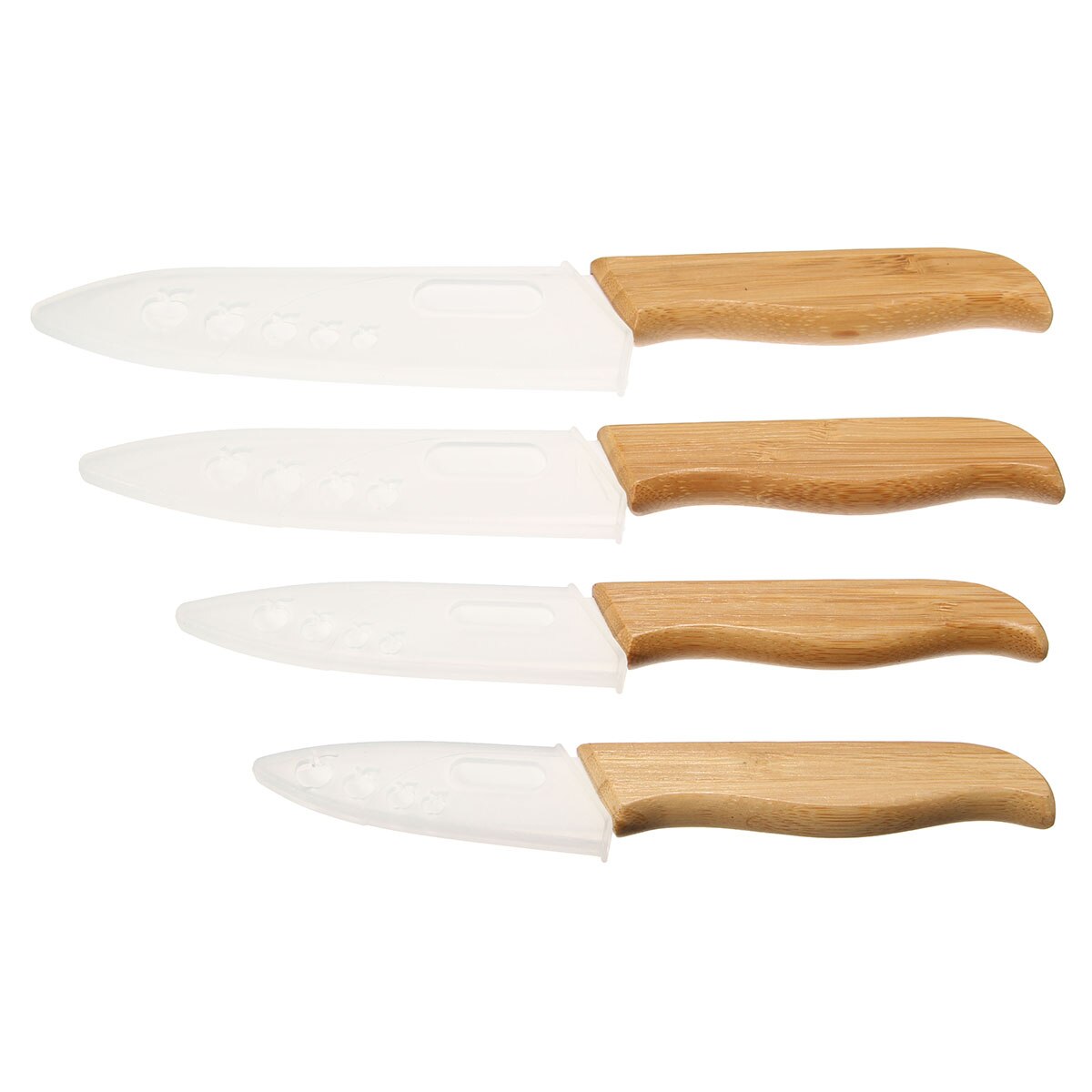 SURVEN-Juego de cuchillos de cerámica de Zirconia, 3 "4" 5 "6" pulgadas, mango de bambú con hoja blanca, frutas y verduras para pelar Kit de cocina, 4 Uds.: Default Title