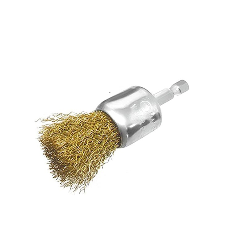 6 Pack Wire Brush Attachment Set For Drill, Brass Coated