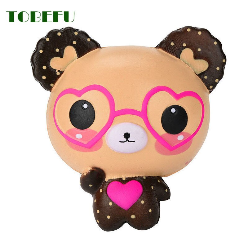Tobefu stressreliever duftende squishy søte briller bjørn squishies sjarm super sakte stigende klemme leker