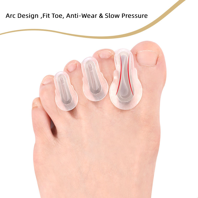Corrector alisador de dedos en martillo de Gel de silicona, herramienta de ajuste para el cuidado de los pies y los pies rizados, 1-2 pares