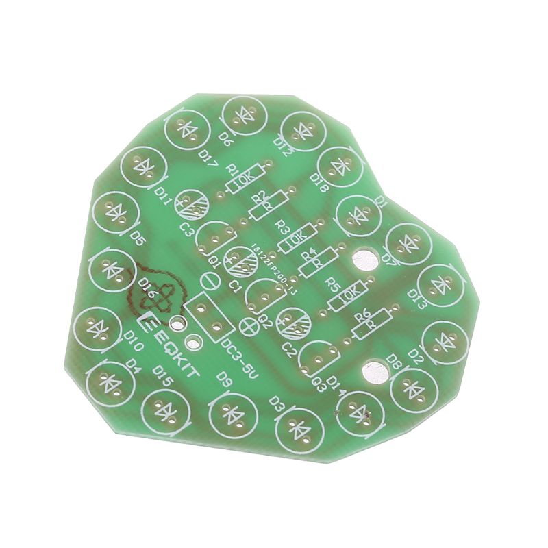 1 ensemble de kits de lampes de poche led colorées en forme de cœur, pièces de réparation électroniques à faire soi-même
