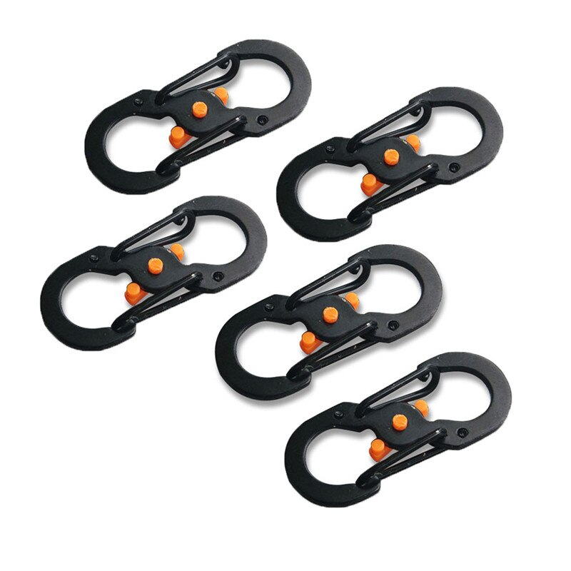 Mosquetón de acero inoxidable tipo S con cerradura, Mini llavero con gancho antirrobo, mochila de Camping al aire libre, hebilla, Herramienta de bloqueo con llave