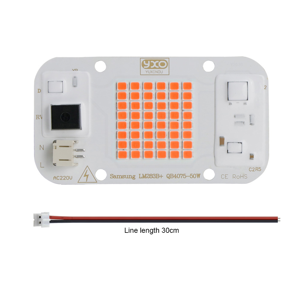 1 Uds. Sam-sung lm283b rojo 660nm Led Chip de luz de cultivo DOB AC COB módulo 50W cuentas de lámpara sin necesidad de controlador para plantas de interior: Gris claro